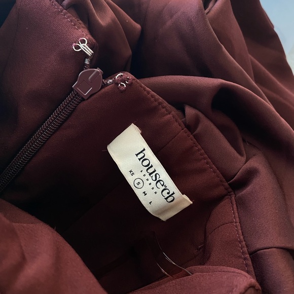 HOUSE OF CB Selena Wine Red Brown Puff Sleeve Off Shoulder Corset dress NWOT S - Picture 8 of 12